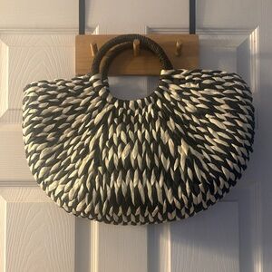 Woven Black & White Rope Tote Bag